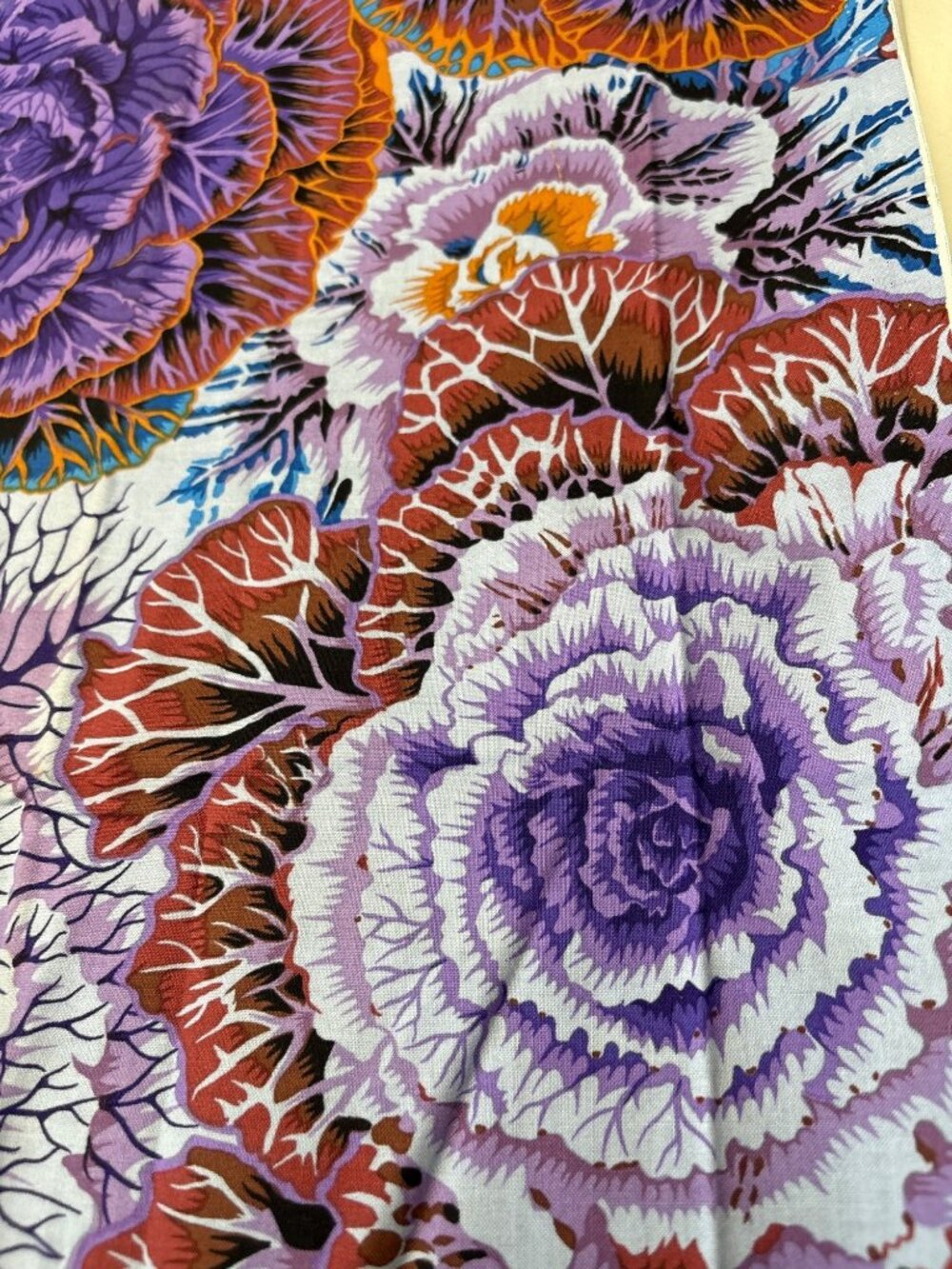 Kaffe Fassett Brassica Rowan Quilting Cotton Fabric 18x42" Purple Orange Floral - Picture 7 of 14